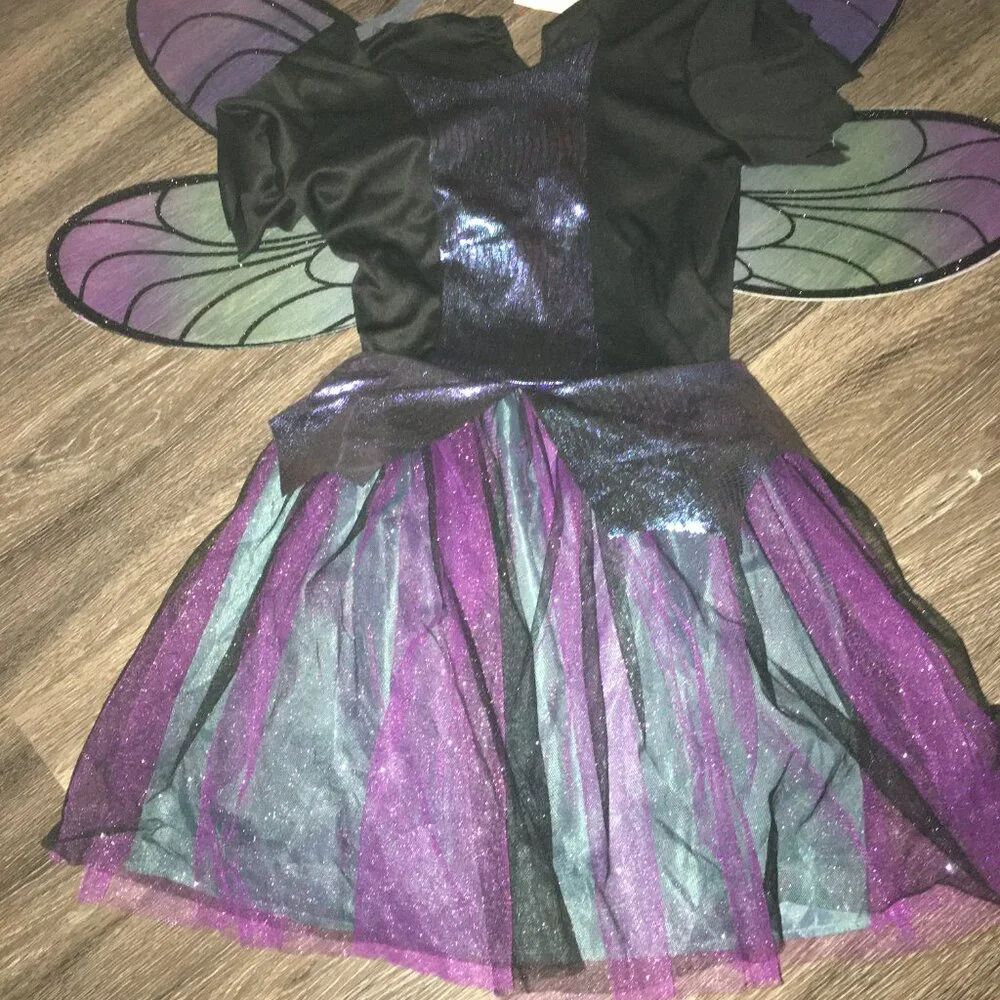 Girl's Size Witch Costume Dress - Dress & Wings  Size 12-14